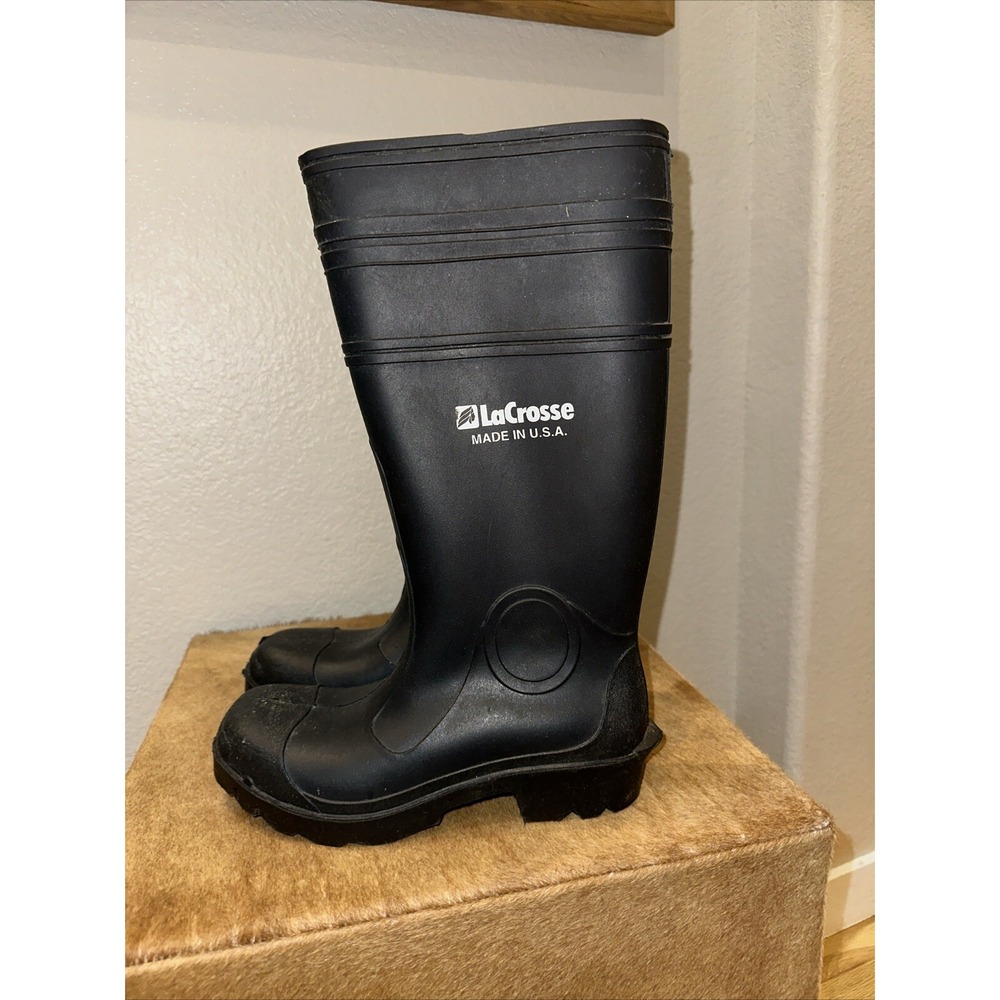 Lacrosse USA 15" Tall Black Rubber Boots Size 5 Hunting Farm Gardening